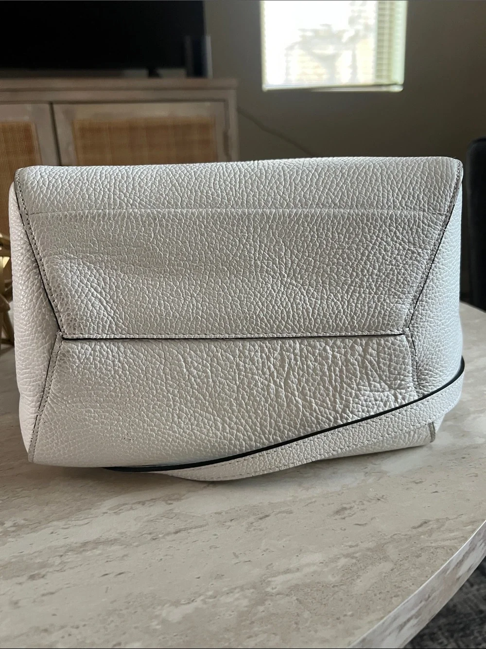 White Leather Shoulder Bag - Sleek Everyday Carry